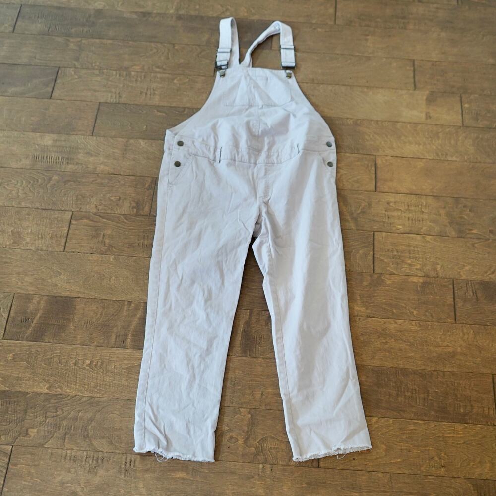 Hatch Maternity Womens Ivory Denim Overalls Size 1 Adjustable Straps Wide Leg